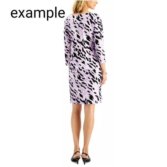 JM COLLECTION Printed Pullover Shift Dress in Eggshell Combo Large - Picture 2 of 9